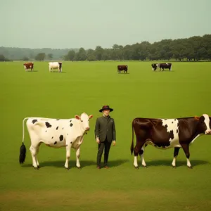 Rustic Cattle Grazing in Pastoral Countryside