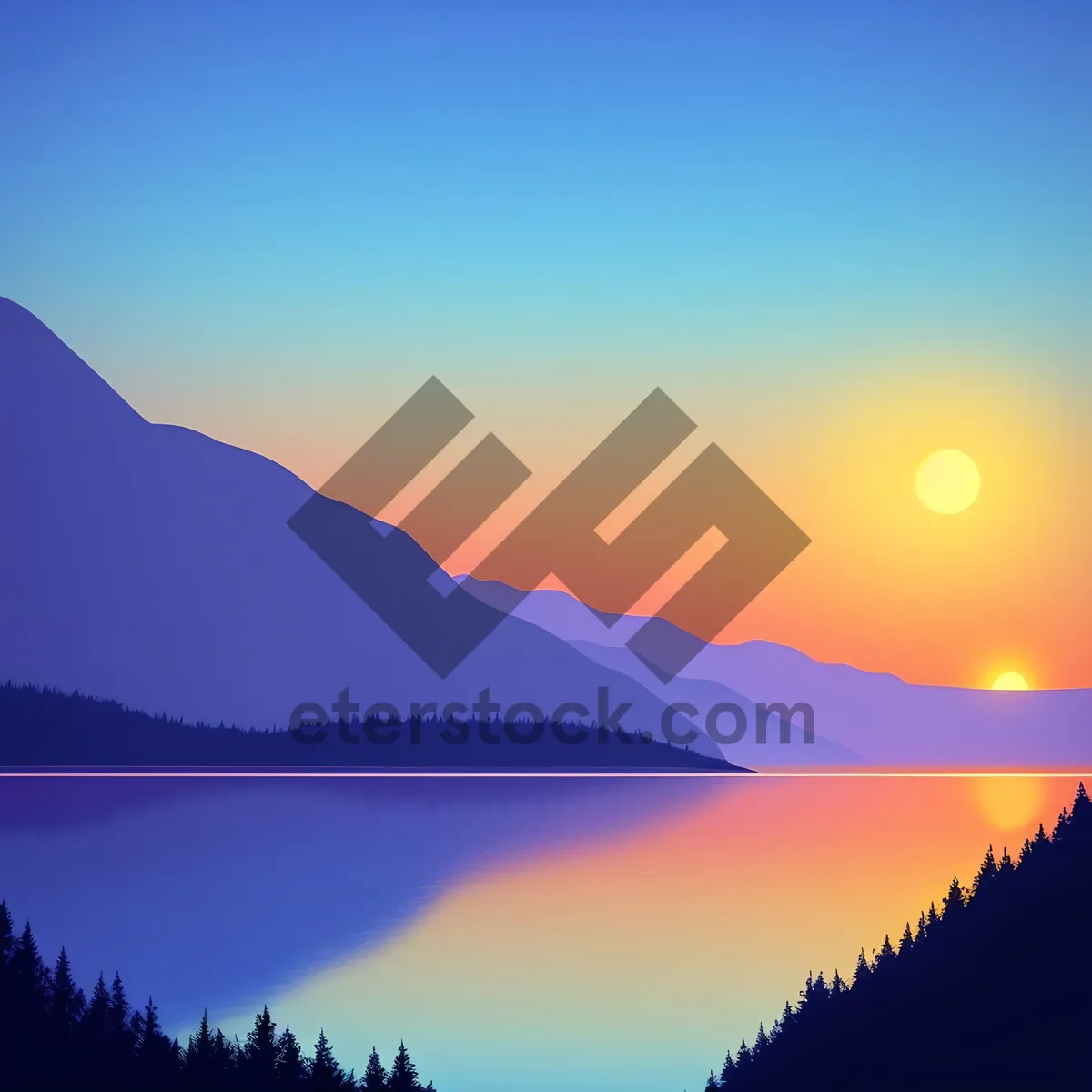 Picture of Majestic Sunset over Pristine Mountain Lake