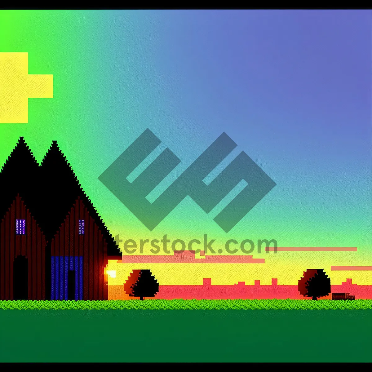 Picture of Serene Farmhouse amidst Vast Countryside Landscape