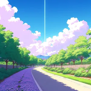 Serene countryside under a sunny sky