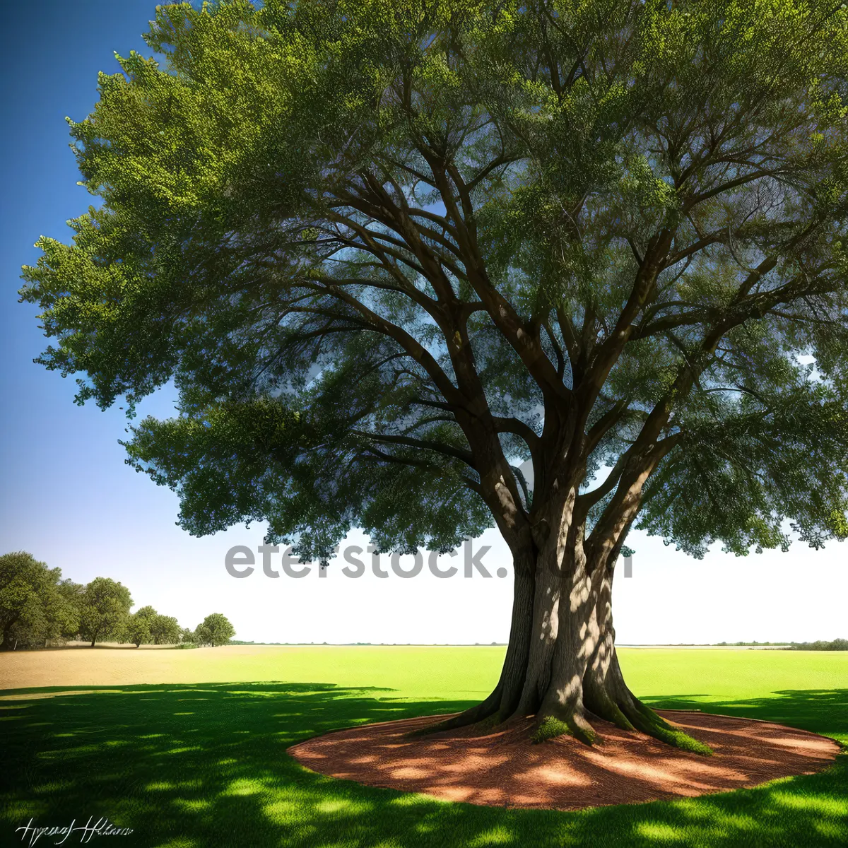 Picture of Serene Summer Scene: Vast Oak Wood in Countryside