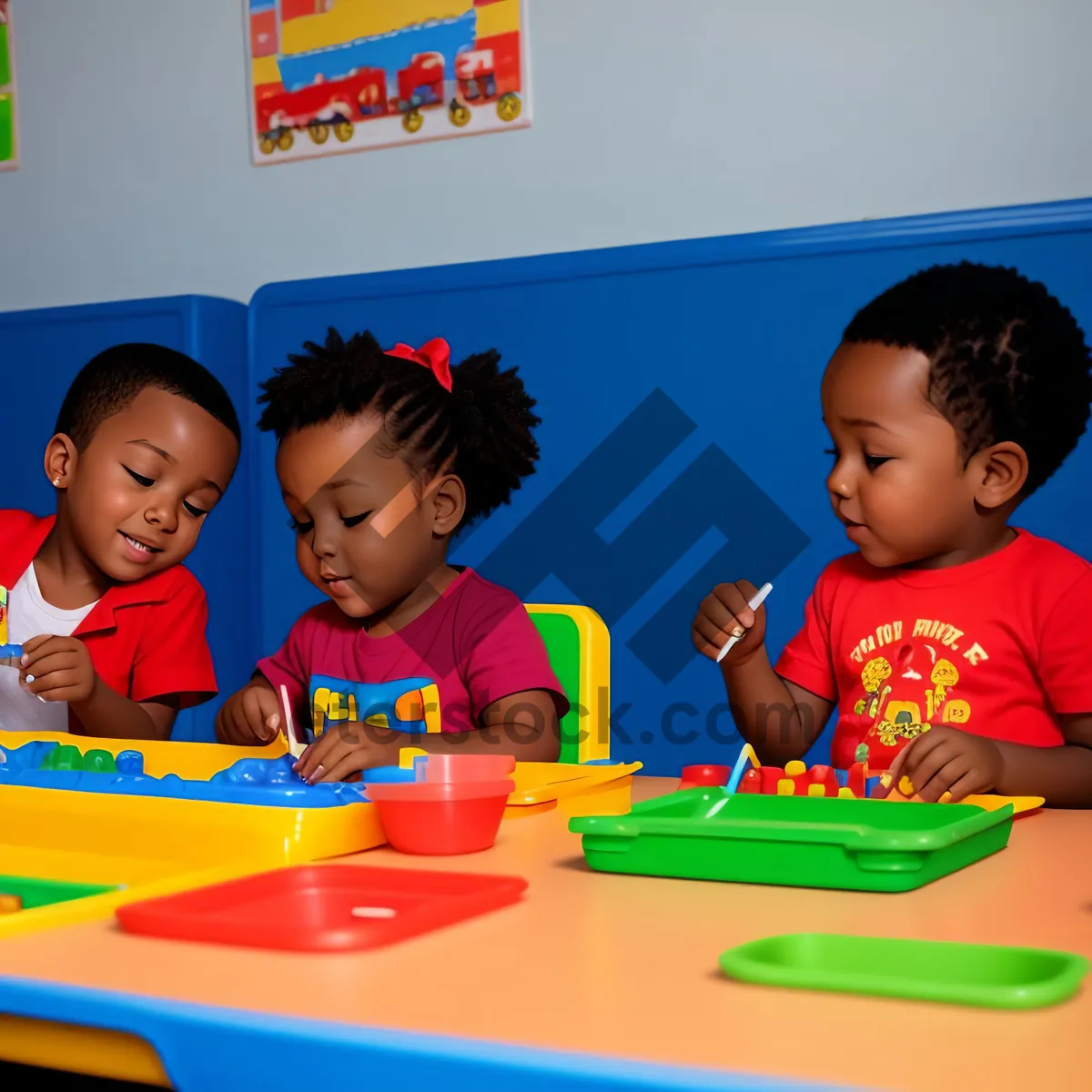 Picture of Happy boy learning in classroom with laptop