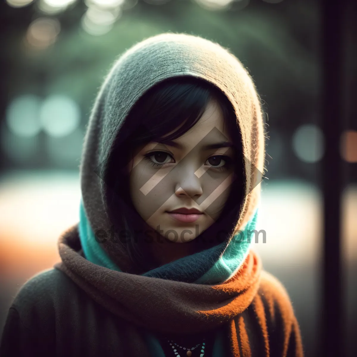 Picture of Smiling Child in Cute Cloak and Bonnet