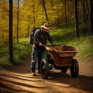 Vintage horse-drawn wagon in grassy field