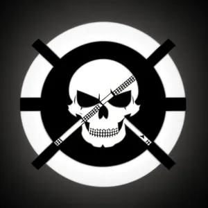 Round Black Pirate Button Symbol