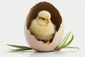 Fluffy Yellow Chick in Studio Portrait