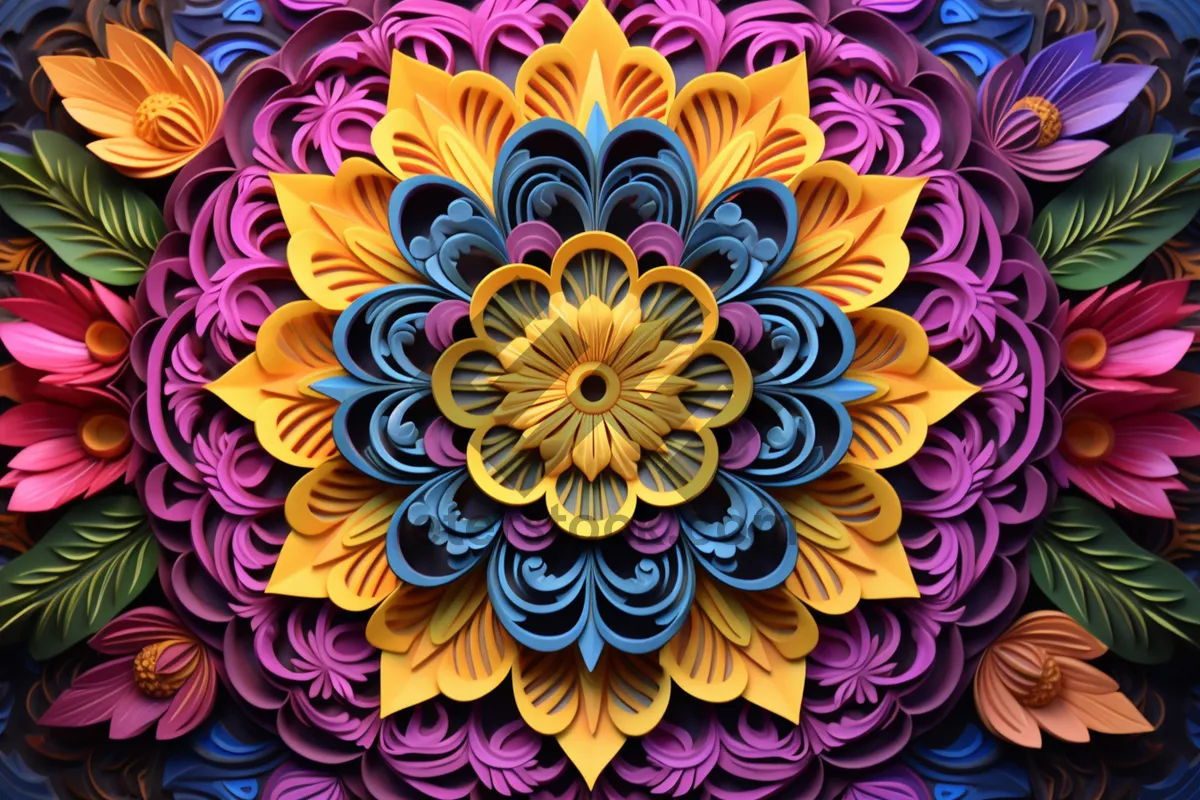 Picture of Colorful abstract fractal floral design wallpaper.