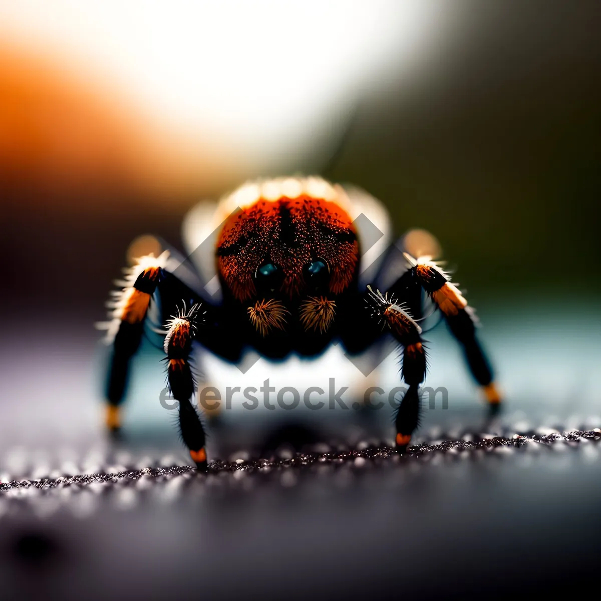 Picture of Black Barn Spider weaving intricate web