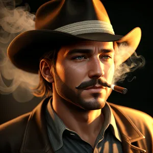 Stylish Cowboy Man in Black Hat: Fashionable Western Charm