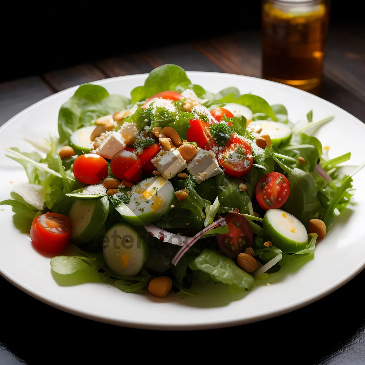 Picture of Fresh Mediterranean Salad with Cheese and Olives