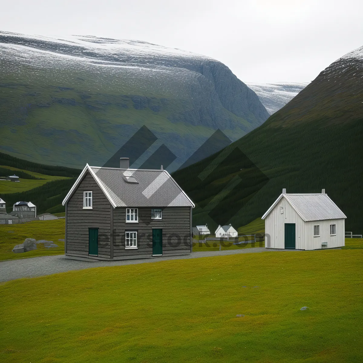 Picture of Old Thatched Roof Home in Rural Landscape
