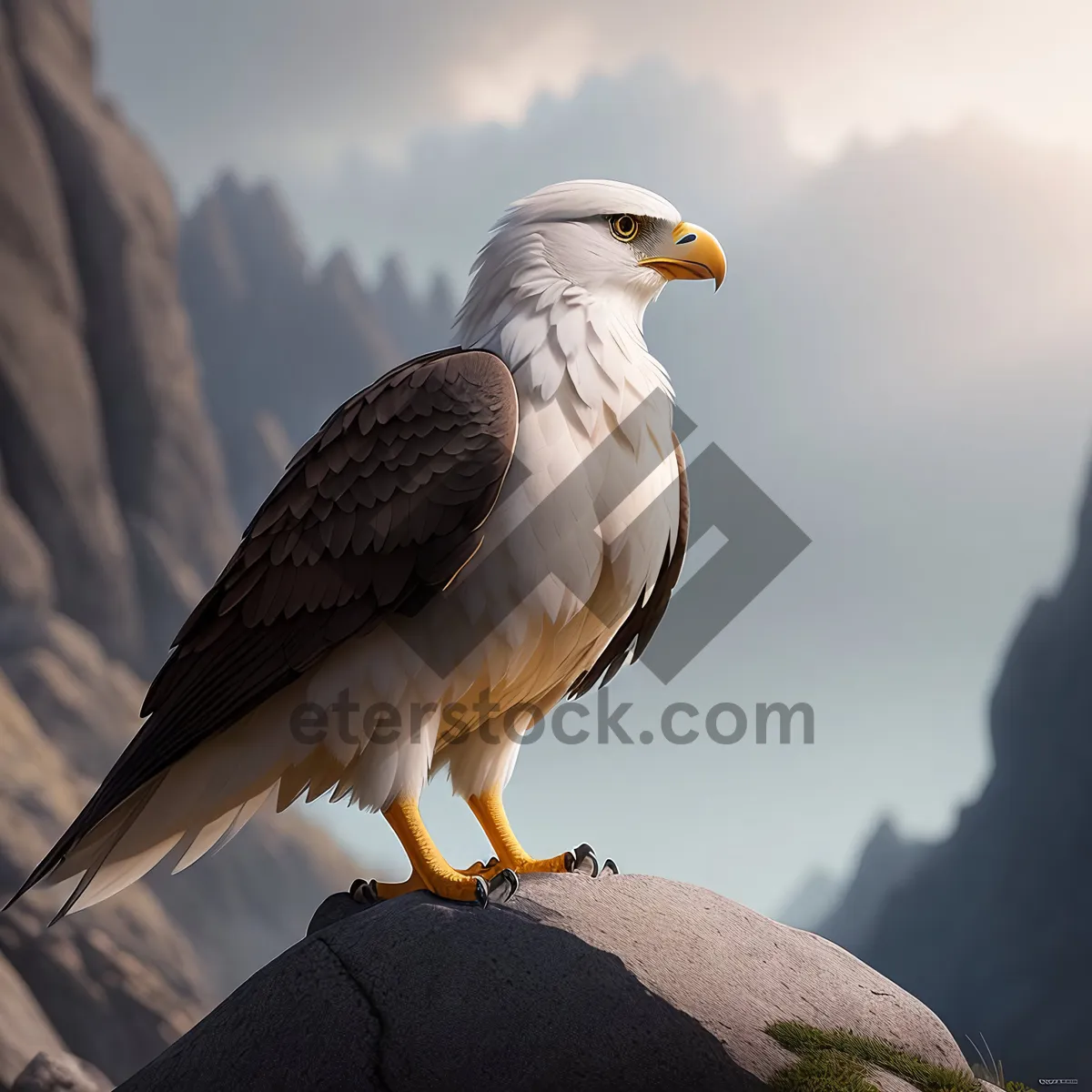 Picture of Bald Eagle in Flight, Majestic Hunter with Piercing Gaze