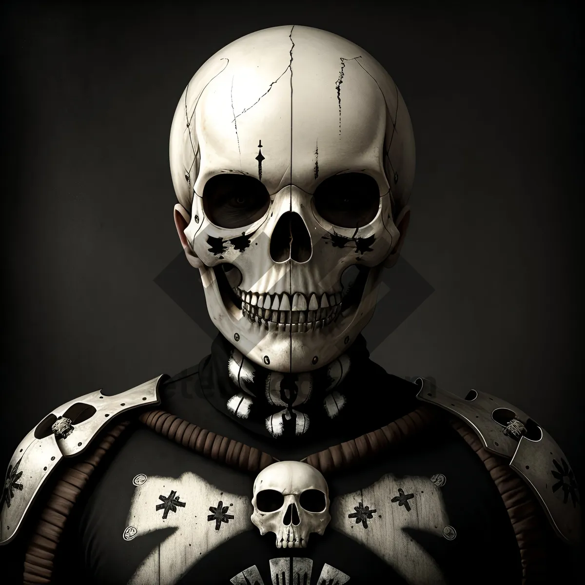 Picture of Terrifying Sculpted Skeleton Bust of Pirate