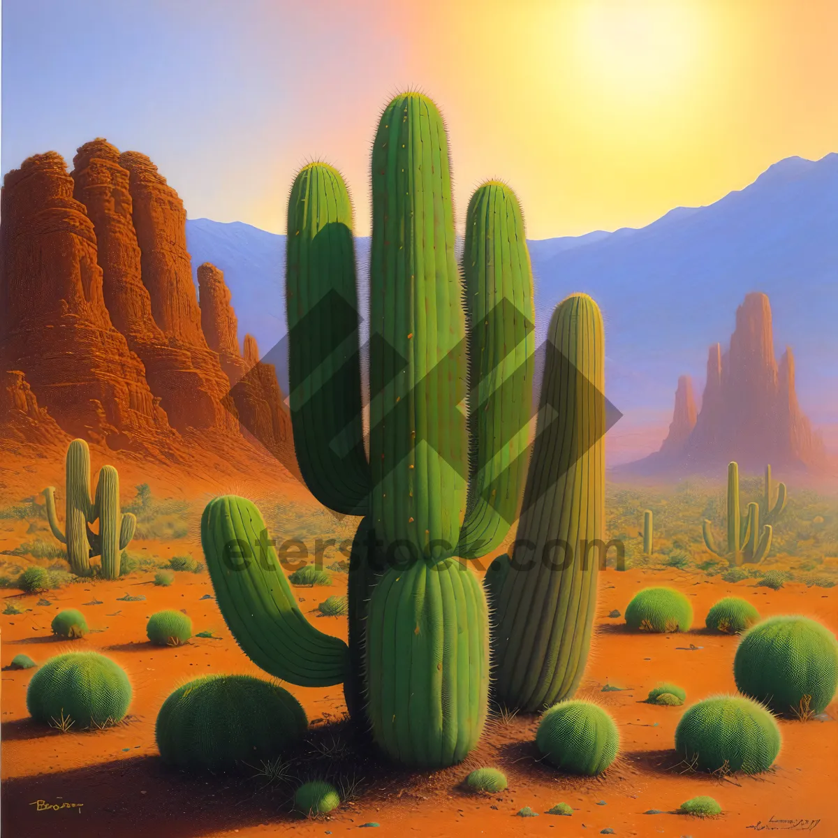 Picture of Desert Sky Saguaro: Majestic Cactus Landscape