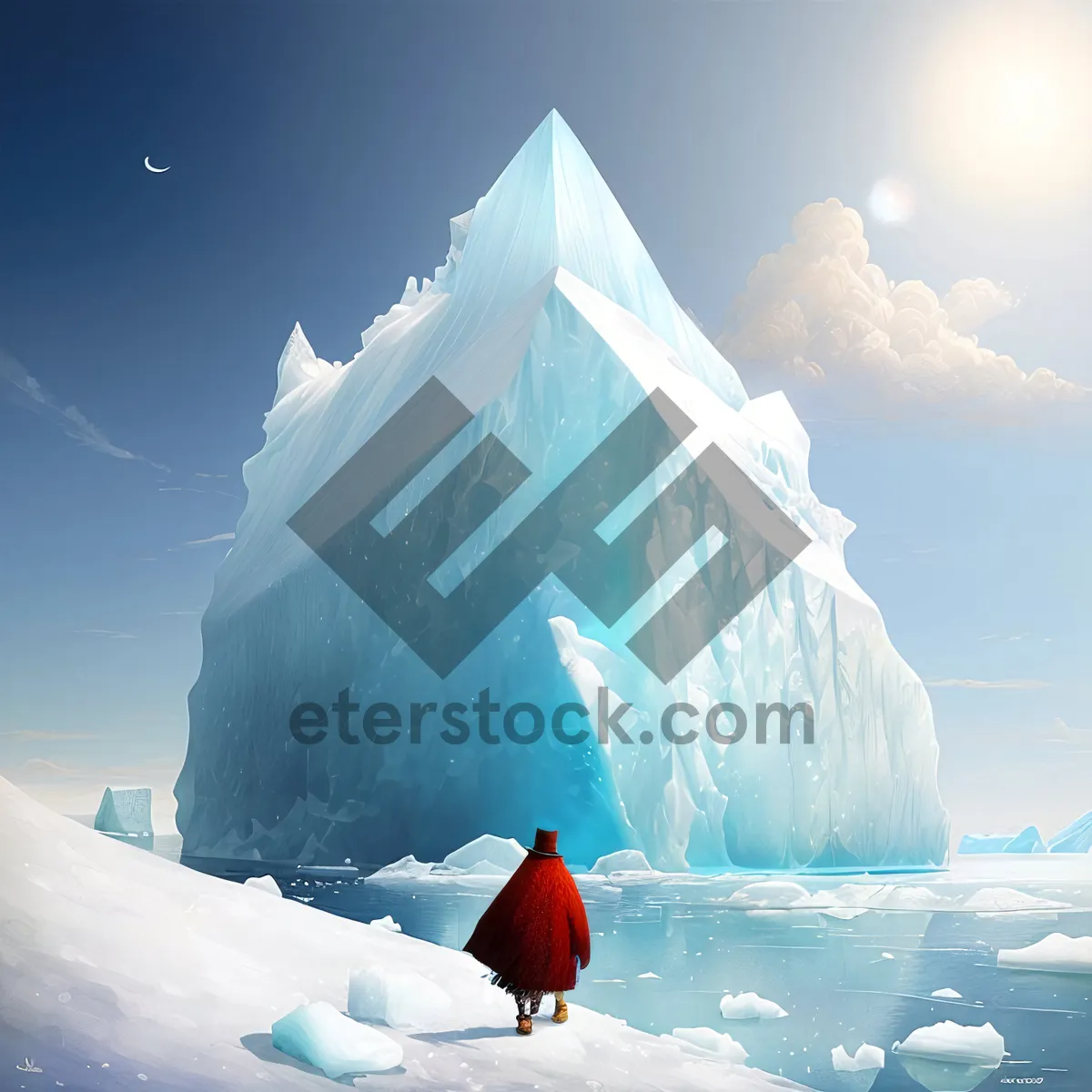 Picture of Majestic Winter Wonderland: Frozen Peak by the Arctic Ocean