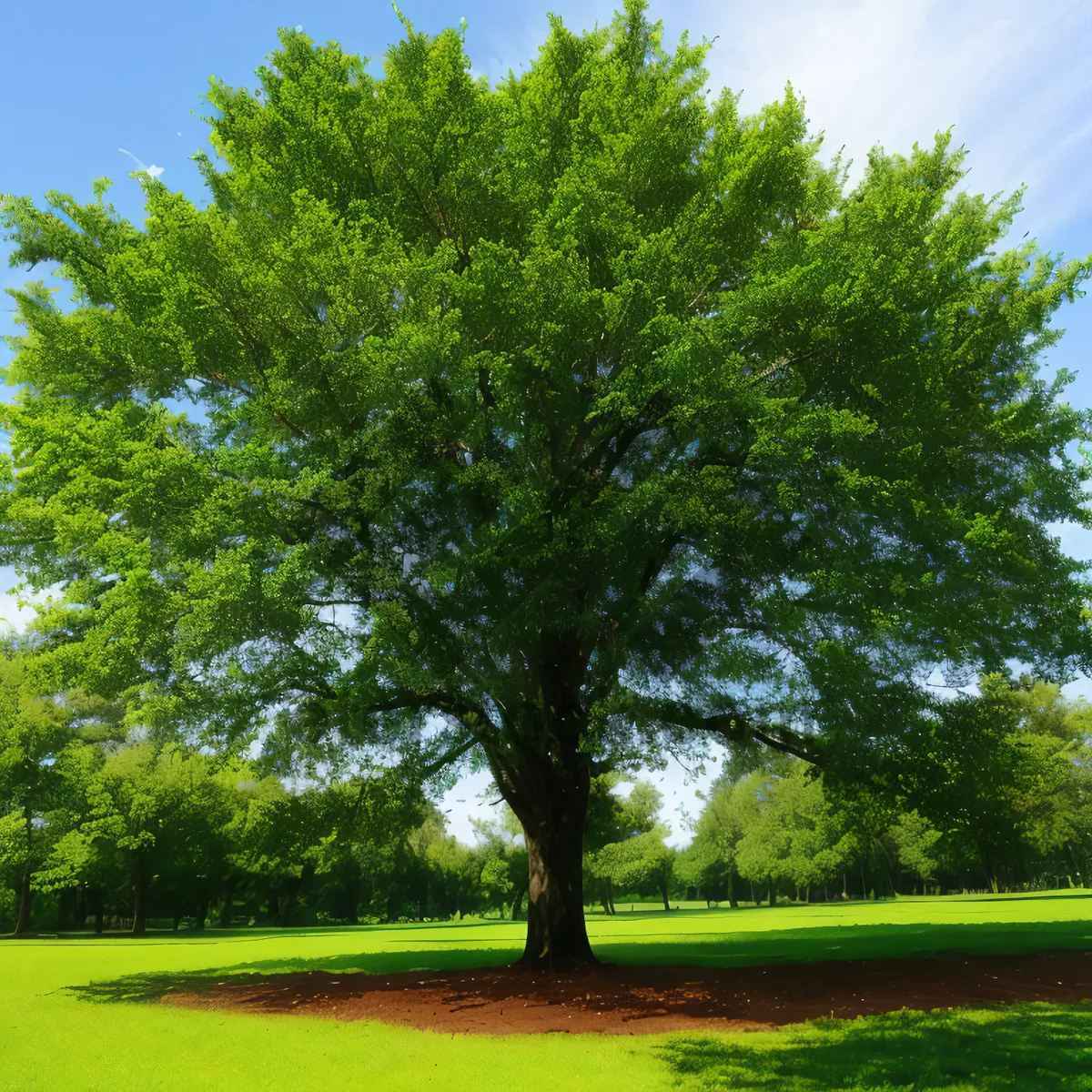 Picture of Serene Summer Forest: Lush Oak Tree in Meadow