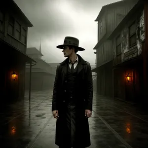 Professional Man in Stylish Trench Coat and Hat