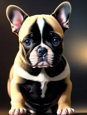 Cute Wrinkle-faced Terrier Puppy in Studio