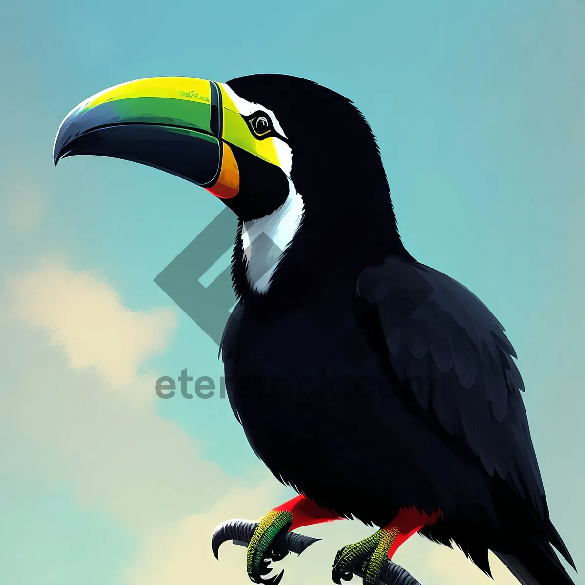 Picture of Colorful Toucan Spread Its Wings in Tropical Wildlife