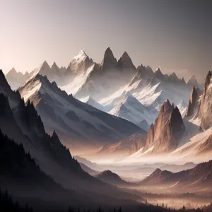 Majestic Snow-Capped Mountain Peak in Winter Landscape