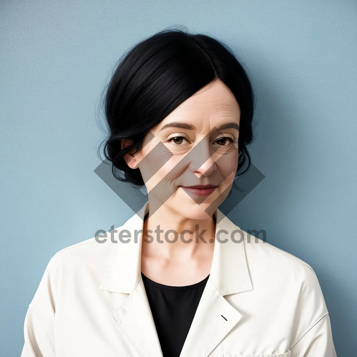 Picture of Friendly Businesswoman with Stethoscope Smiling in Office