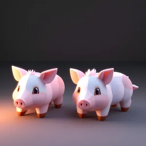 Pink Ceramic Piggy Bank with Coins and Cash