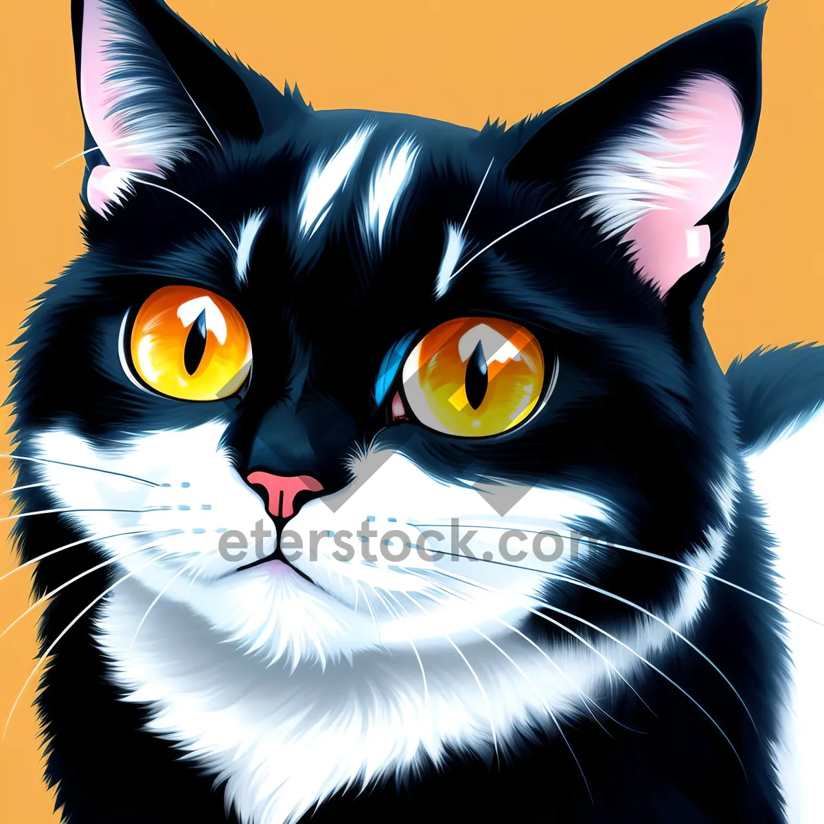 Picture of Cute Kitty with Whiskers and Fiery Eyes