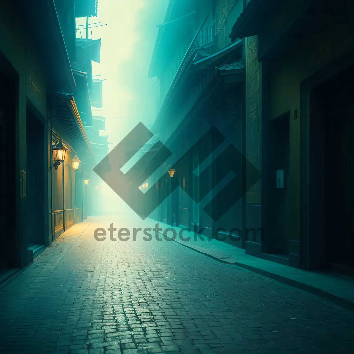 Picture of Urban Night Passage: Illuminated City Tunnel