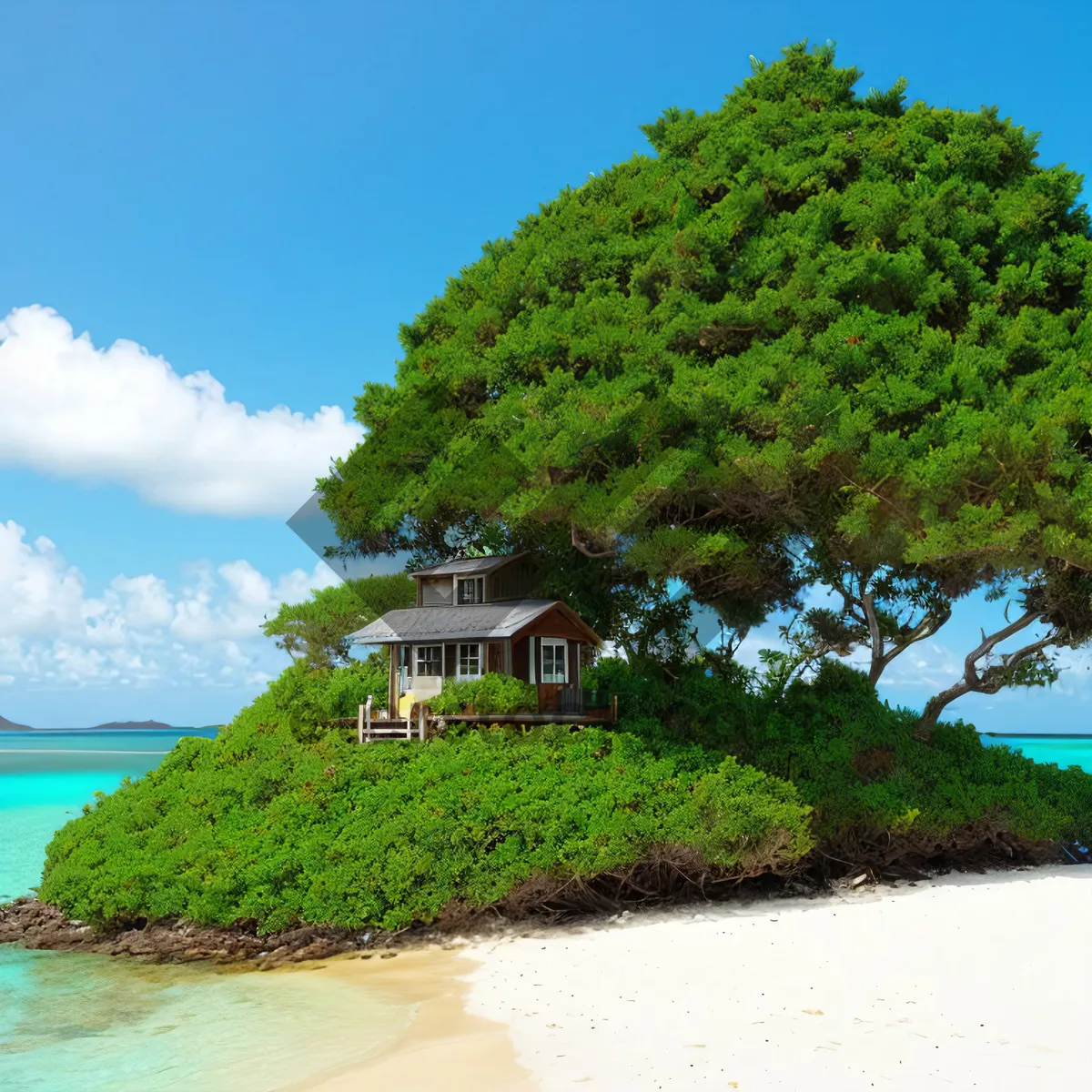 Picture of Paradise Coast: White Mangroves Embrace Tropical Island