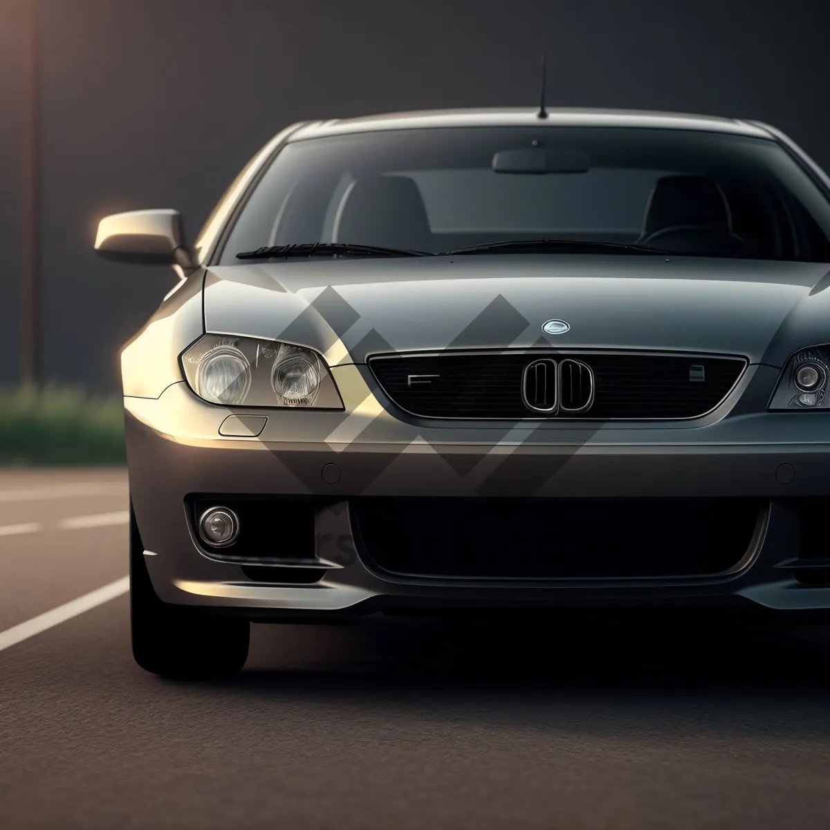 Picture of Speeding Silver Sedan: Modern Luxury Car on Road