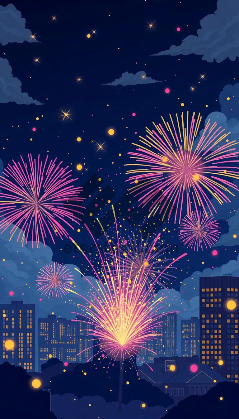 Picture of Firework Night Celebration Sky Bright Star Image