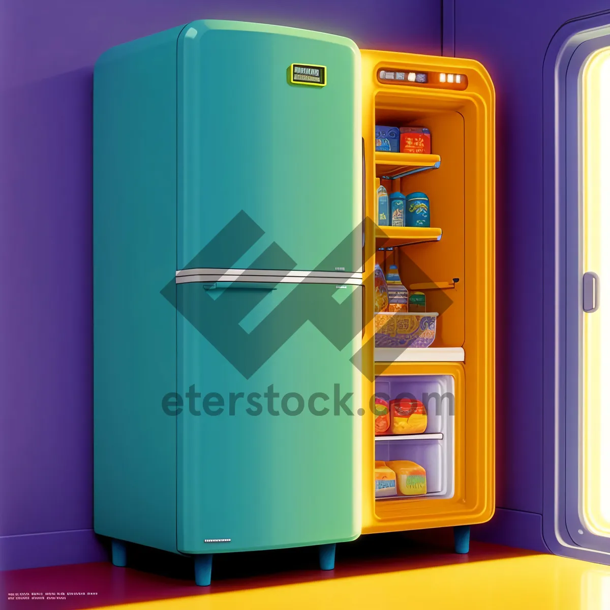 Picture of Modern Interior Refrigerator with 3D White Goods