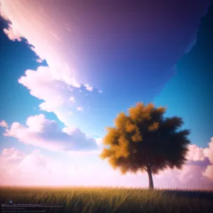 Serenity: A Golden Sunset Over Meadow