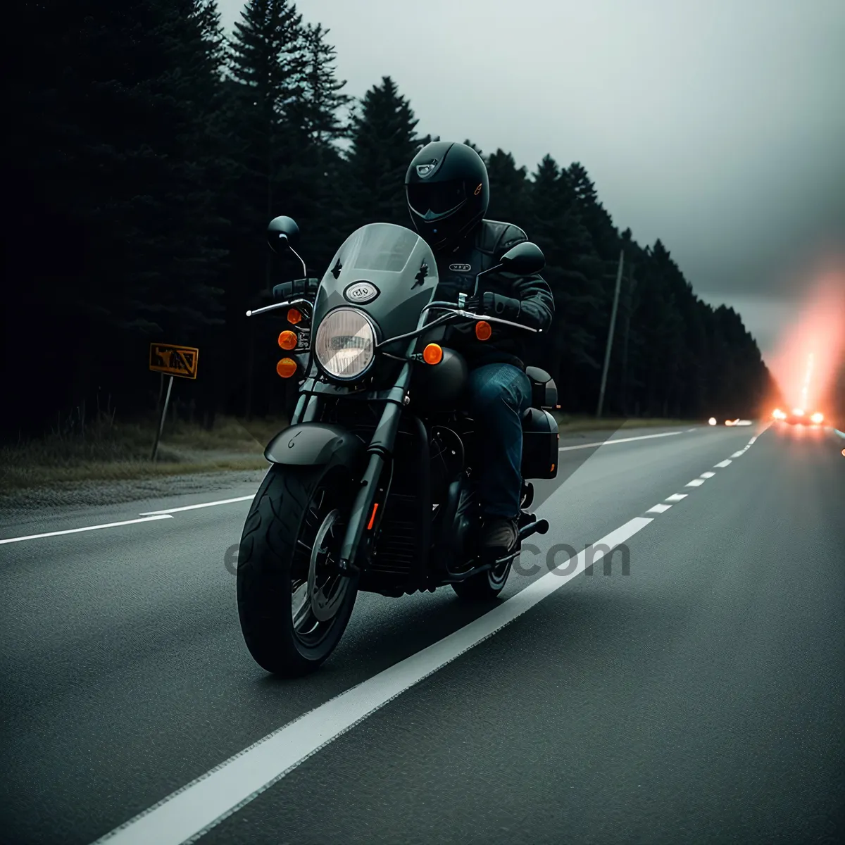 Picture of Speeding Motorcycle on Expressway