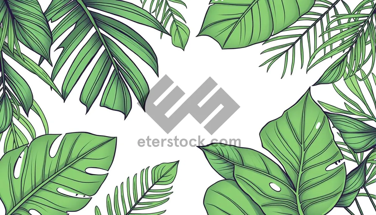 Picture of Floral Silhouette Pattern with Leafy Branches and Swirls