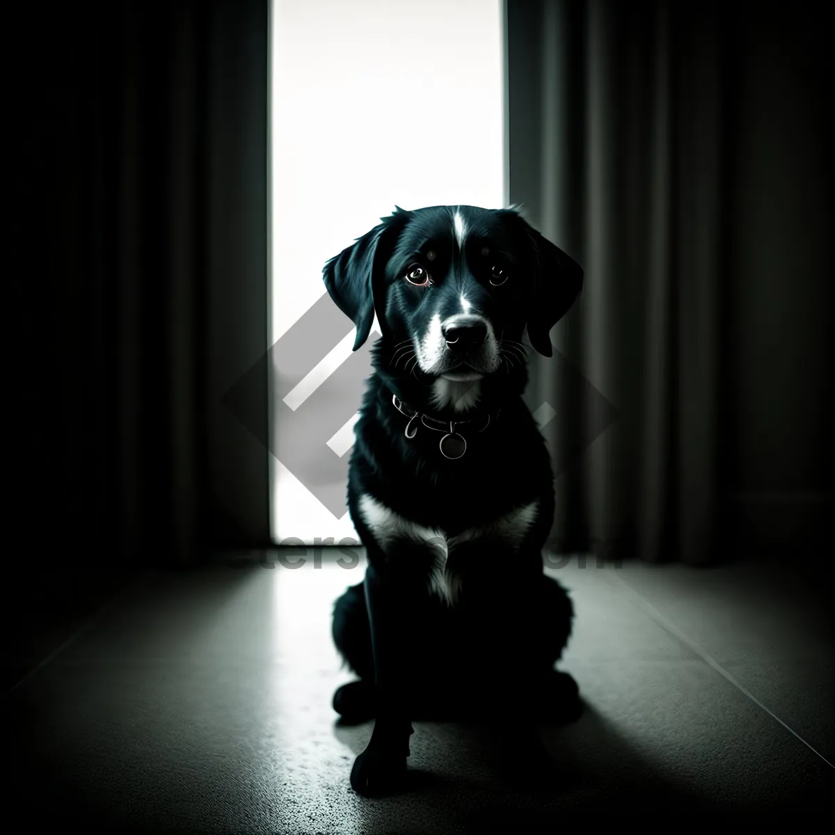 Picture of Black Retriever Puppy - Energetic Canine Hunting Dog