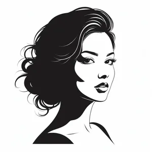 Black Haircut Art Design Cartoon Housewife Drawing
