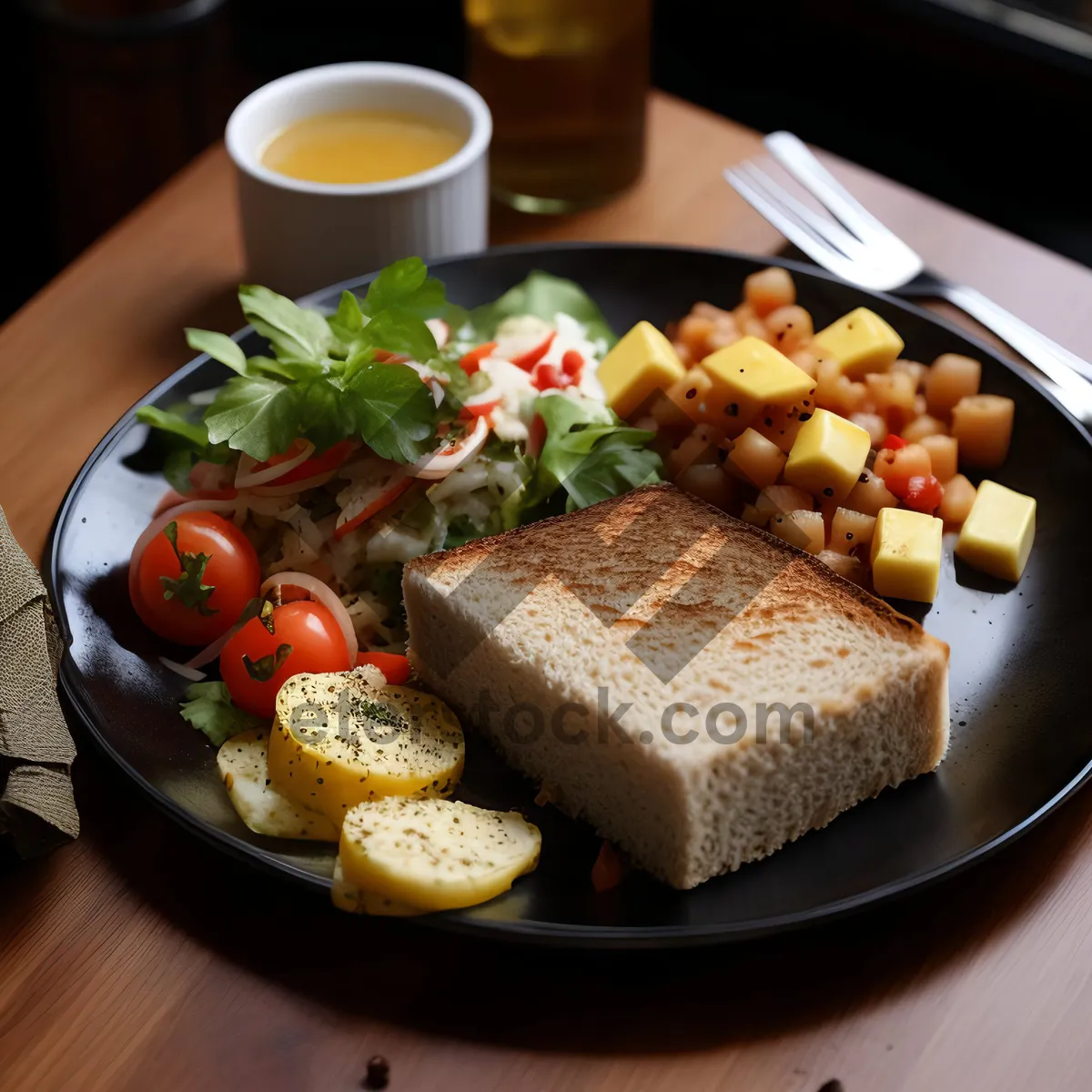 Picture of Fresh vegetable salad with grilled chicken and cheese