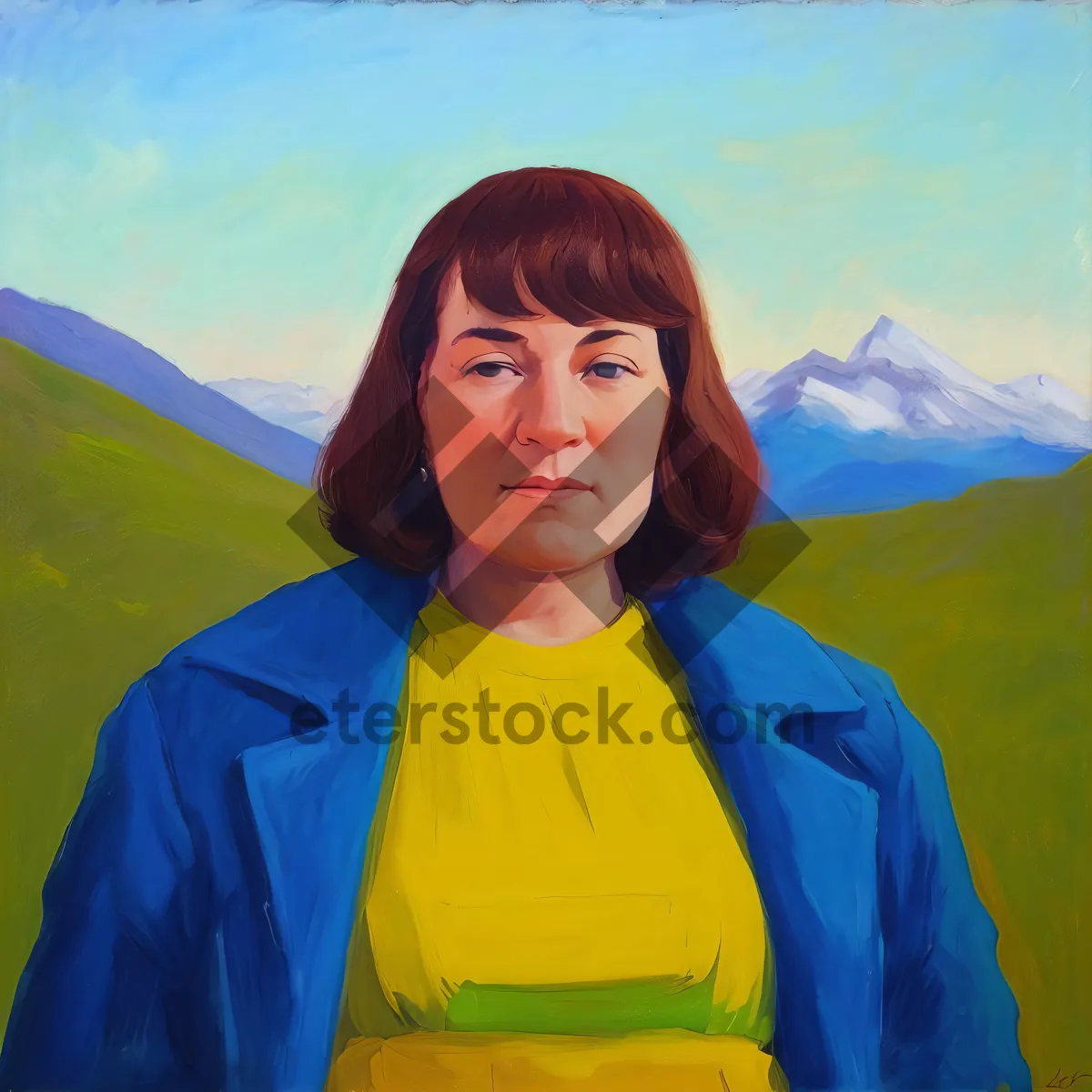 Picture of Happy Smiling Person with Fashionable Mountain Tent