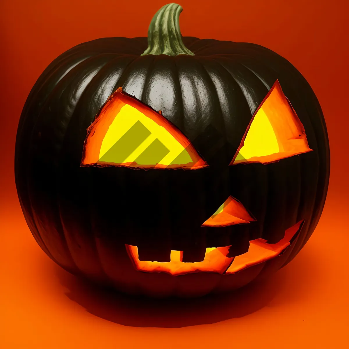 Picture of Spooky Pumpkin Lantern Illuminated for Halloween