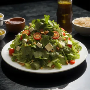 Fresh Vegetable Salad Bowl with Gourmet Dressing