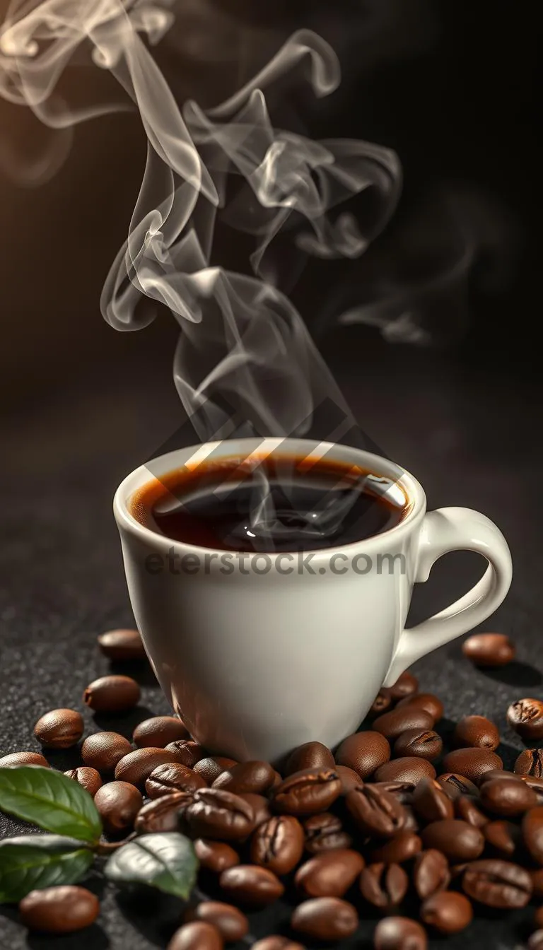 Picture of Dark Breakfast Plate with Coffee and Spoon