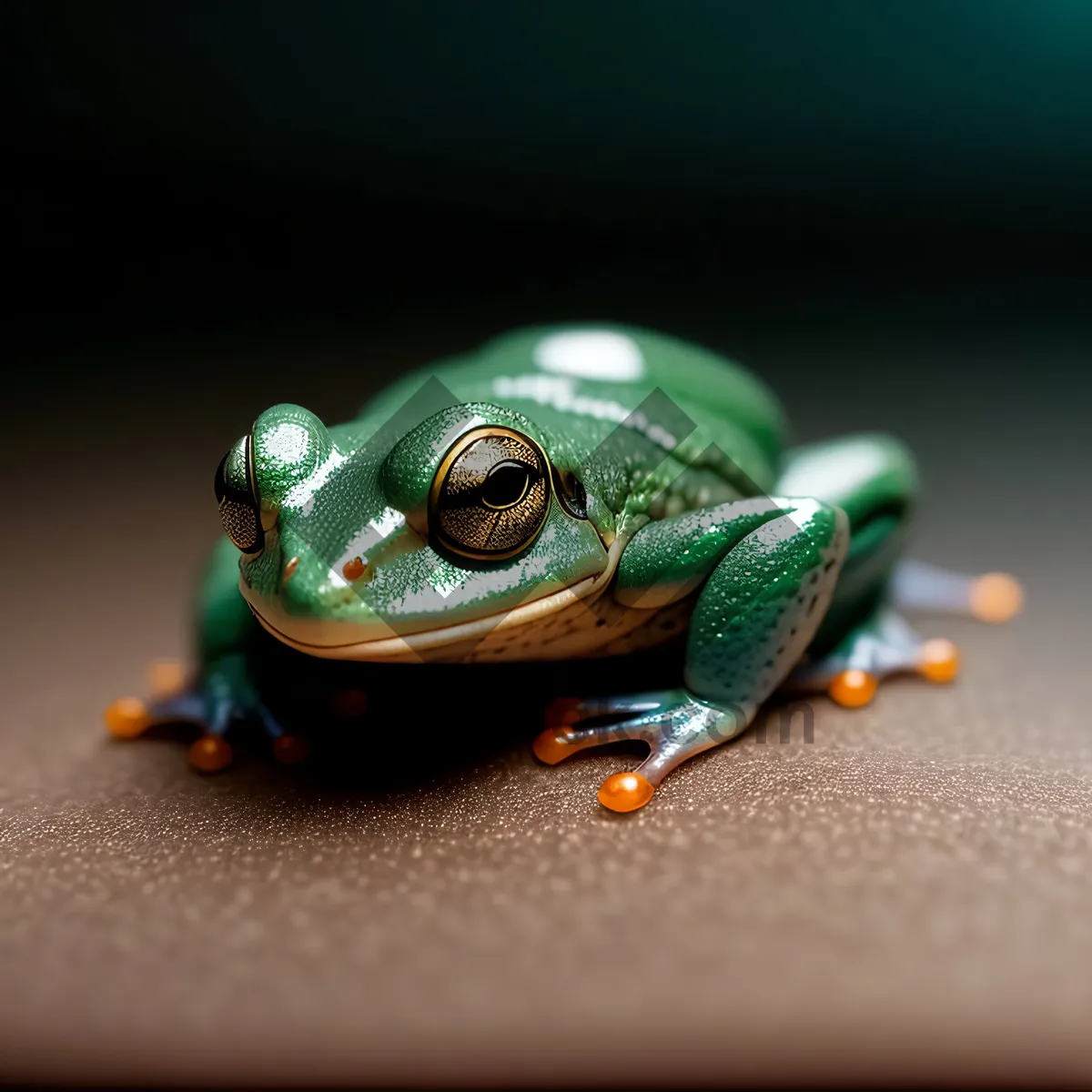 Picture of Vibrant-eyed tree frog perched on leaf