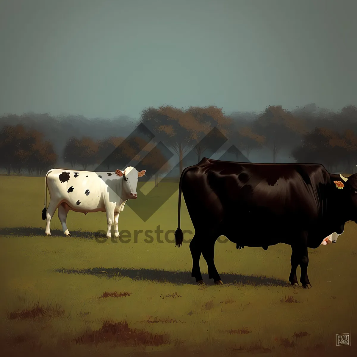 Picture of Idyllic Countryside Farm with Grazing Cows
