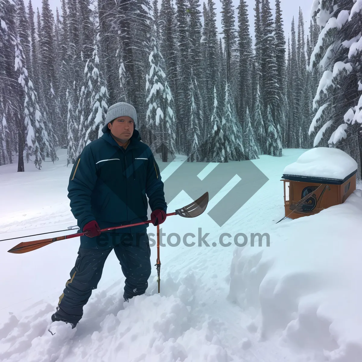 Picture of Winter Adventure: Skier Enjoying Snowy Mountain Landscape