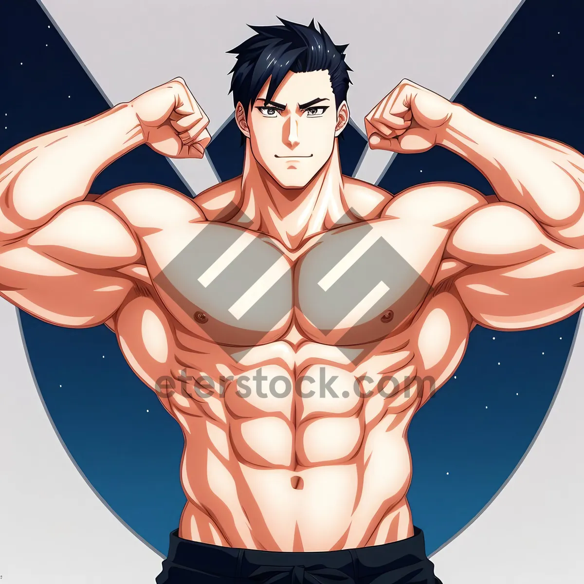 Picture of Cartoon Bodybuilder: Fashionable, Sexy Man Bust