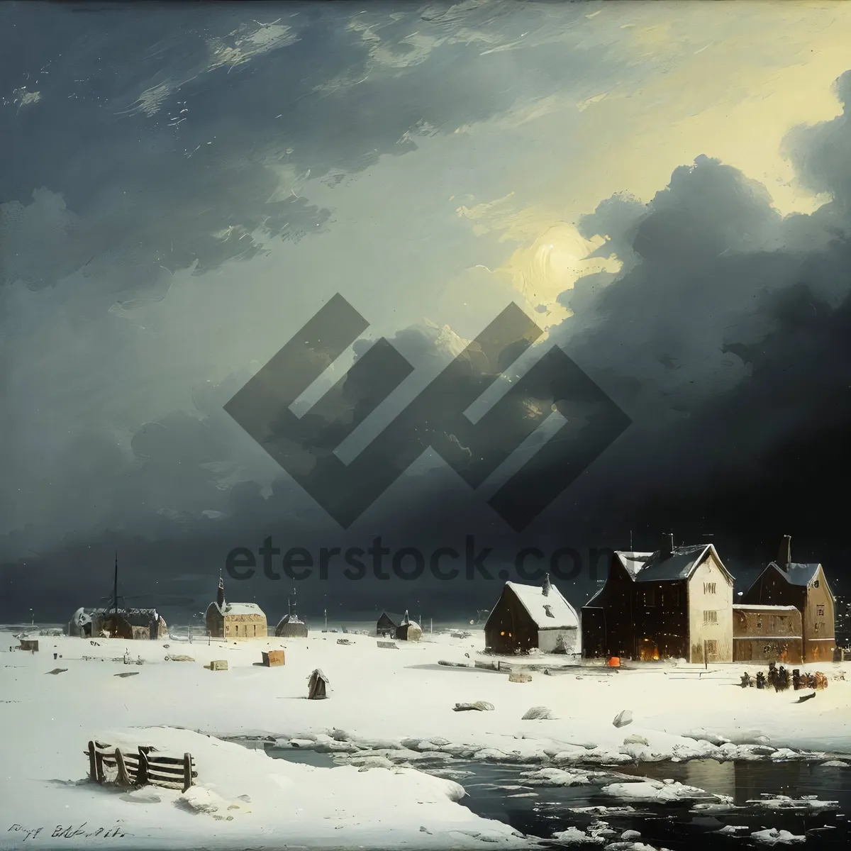 Picture of Winter Wonder Shipwreck on Scenic Snowy Coast