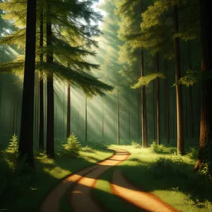 Serene Pathway Through Autumn Forest