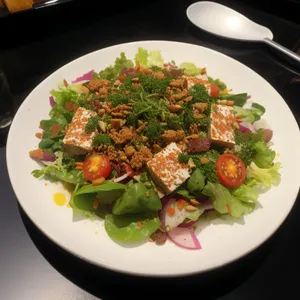 Fresh Vegetable Salad with Spicy Beef and Nutrients