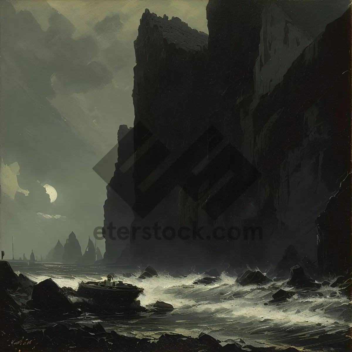 Picture of Summer Coastal Landscape with Rocky Cliffs and Blue Ocean